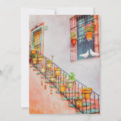 Doves und Old Town Balcony Szene mexikanische Hoch Einladung (Rückseite)