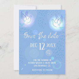 Doves Wedding Blue Lights Save The Date