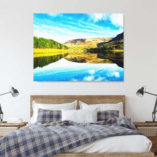 Dovestone Reservoir im Winter Leinwanddruck (Insitu (Schlafzimmer))