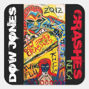 DOW JONES CRASHES INDICA QUADRATISCHER AUFKLEBER