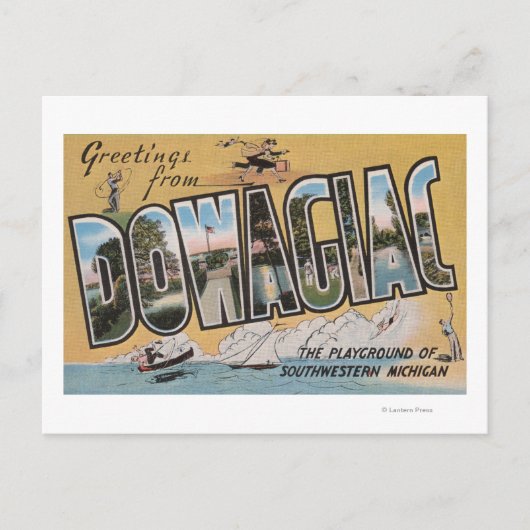 Dowagiac, Michigan - Große Buchstabenszenen Postkarte (Vorderseite)