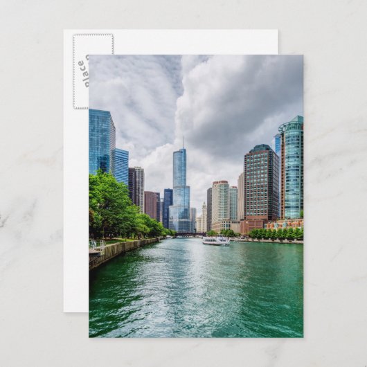 Down Chicago River Postcard Postkarte (Vorne/Hinten)