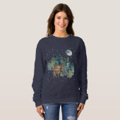 Down Fawn Deer Forest Full Moon Snowfall Holiday Sweatshirt (Vorne ganz)