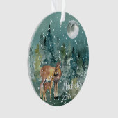 Down Fawn Deer Forest Full Moon Snowfall Wasserfar Ornament (Vorderseite)