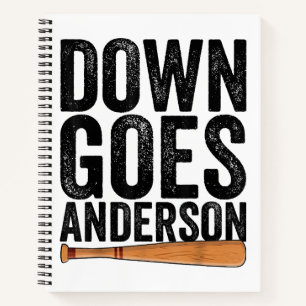 DOWN GEHT ANDERSON FUNNY BASEBALL Geschenk ANDERSO Notizblock