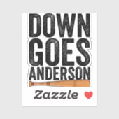 DOWN GOES ANDERSON FUNNY BASEBALL Geschenk ANDERSO Aufkleber (Blatt)