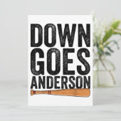 DOWN GOES ANDERSON FUNNY BASEBALL Geschenk ANDERSO Einladung (Stehend Vorderseite)