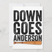 DOWN GOES ANDERSON FUNNY BASEBALL Geschenk ANDERSO Einladung (Rückseite)