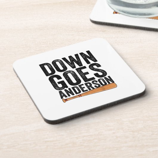 DOWN GOES ANDERSON FUNNY BASEBALL Geschenk ANDERSO Getränkeuntersetzer (Linke Seite)