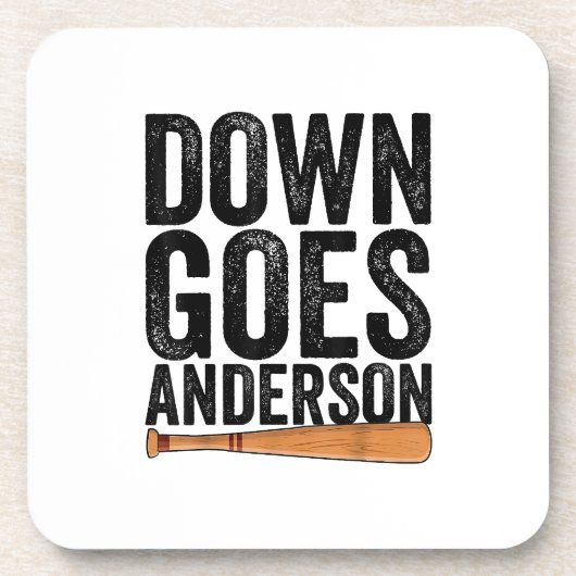 DOWN GOES ANDERSON FUNNY BASEBALL Geschenk ANDERSO Getränkeuntersetzer (Vorderseite)