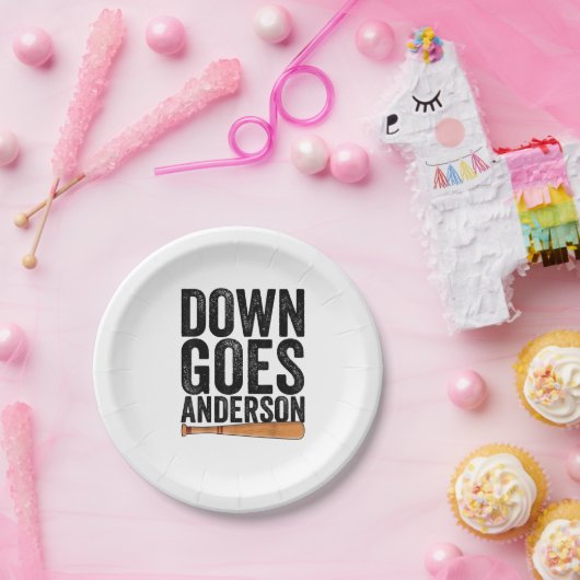 DOWN GOES ANDERSON FUNNY BASEBALL Geschenk ANDERSO Pappteller (Party)