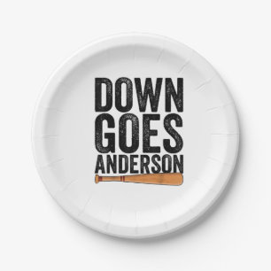 DOWN GOES ANDERSON FUNNY BASEBALL Geschenk ANDERSO Pappteller
