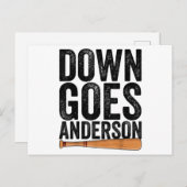 DOWN GOES ANDERSON FUNNY BASEBALL Geschenk ANDERSO Postkarte (Vorne/Hinten)