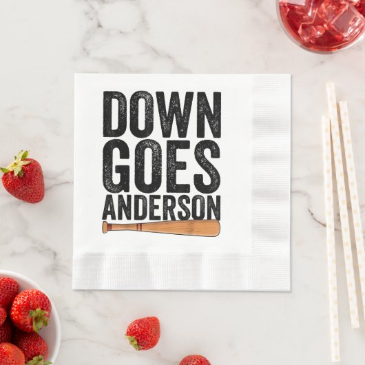 DOWN GOES ANDERSON FUNNY BASEBALL Geschenk ANDERSO Serviette (Beispiel)