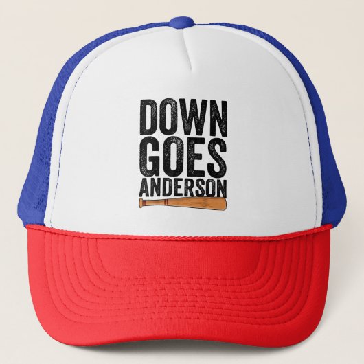 DOWN GOES ANDERSON FUNNY BASEBALL Geschenk ANDERSO Truckerkappe (Vorderseite)