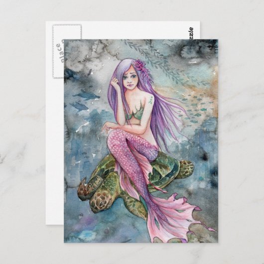 Down in Atlantis - Mermaid Postcard Postkarte (Vorne/Hinten)
