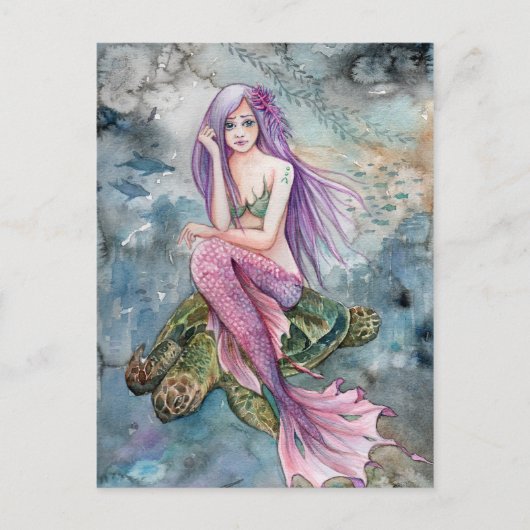 Down in Atlantis - Mermaid Postcard Postkarte (Vorderseite)