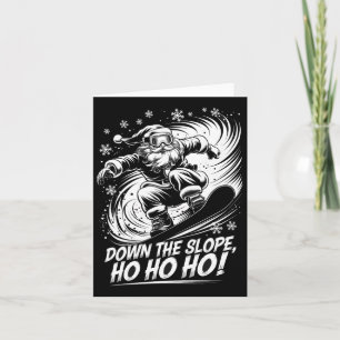 Down Slope Ho Ho Ho Santa Snowboarder Weihnachtsma Karte