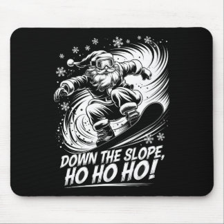 Down Slope Ho Ho Ho Santa Snowboarder Weihnachtsma Mousepad