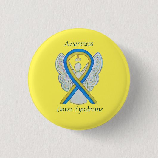 Down Syndrom Angel Awareness Ribbon Button Button (Vorderseite)