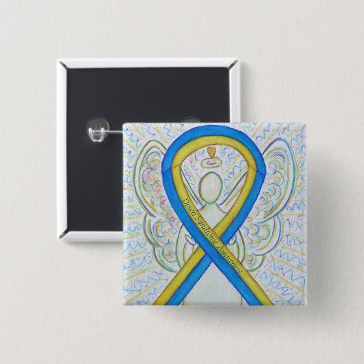 Down Syndrom Angel Awareness Ribbon Button Button (Vorne & Hinten)