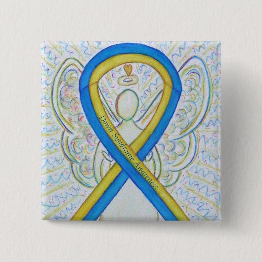Down Syndrom Angel Awareness Ribbon Button Button (Vorderseite)