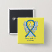 Down Syndrom Angel Awareness Ribbon Button Button (Vorne & Hinten)