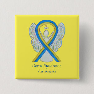 Down Syndrom Angel Awareness Ribbon Button Button