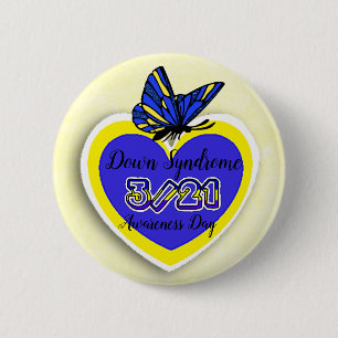 DOWN SYNDROM AWARENESS DAY März 21 Butterfly Button