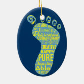 Down-Syndrom Bewusstsein Keramik Ornament (Hinten)