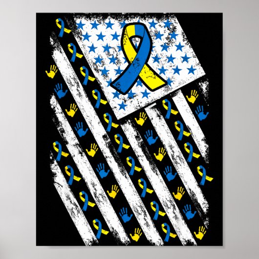 Down-Syndrom-Bewusstsein USA Amerikanische Flagge  Poster (Vorne)