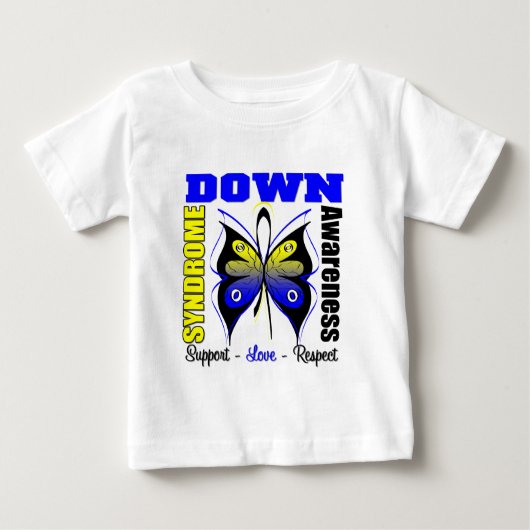 Down-Syndrom Bewusstseins-Schmetterling Baby T-shirt (Vorderseite)