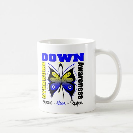 Down-Syndrom Bewusstseins-Schmetterling Kaffeetasse (Rechts)