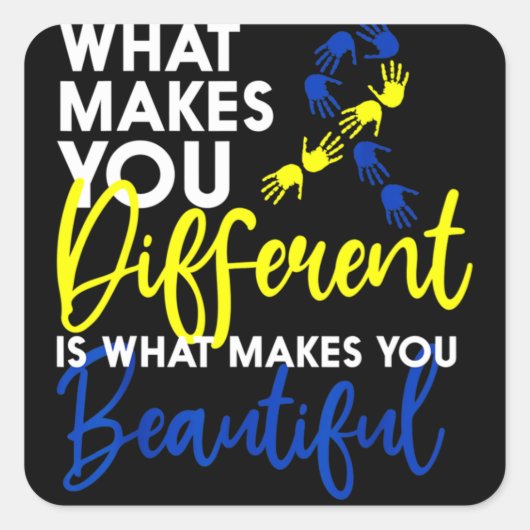 Down Syndrom Day Awareness Heart Butterfly Quadratischer Aufkleber (Vorderseite)