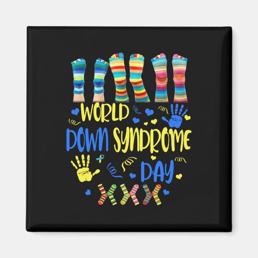 Down Syndrom Day Awareness Socks Down Right Gift Magnet (Vorne)