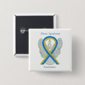 Down Syndrom Engel Awareness Ribbon Custom Buttons (Vorne & Hinten)