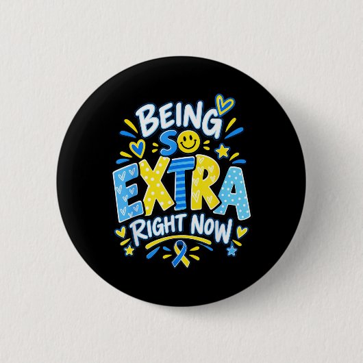 Down-Syndrom Für Kinder Mädchen Sein Extra Button (Vorderseite)