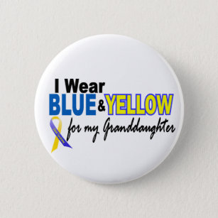 Down-Syndrom I Abnutzungs-blaue u. gelbe Enkelin 2 Button