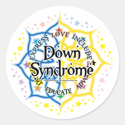 Down Syndrom Lotus Runder Aufkleber (Vorderseite)
