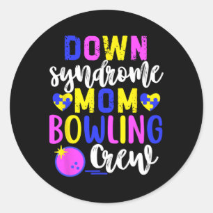 Down Syndrom Mama Bowling Crew Group Matching Wome Runder Aufkleber