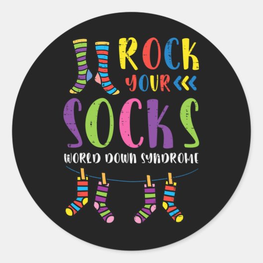 Down Syndrom Rock Your Socks Awareness Männer Frau Runder Aufkleber (Vorderseite)