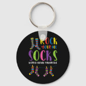 Down Syndrom Rock Your Socks Awareness Männer Frau Schlüsselanhänger (Vorderseite)