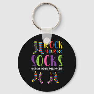 Down Syndrom Rock Your Socks Awareness Männer Frau Schlüsselanhänger