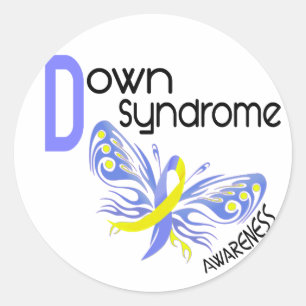 Down-Syndrom SCHMETTERLING 3,1 Runder Aufkleber