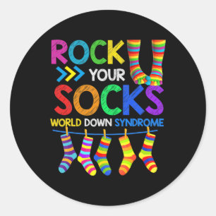 Down Syndrom Tag Rock Your Socks Awareness 1 Runder Aufkleber