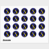 Down Syndrom Warrior Ribbon Black Round Sticker (Blatt)