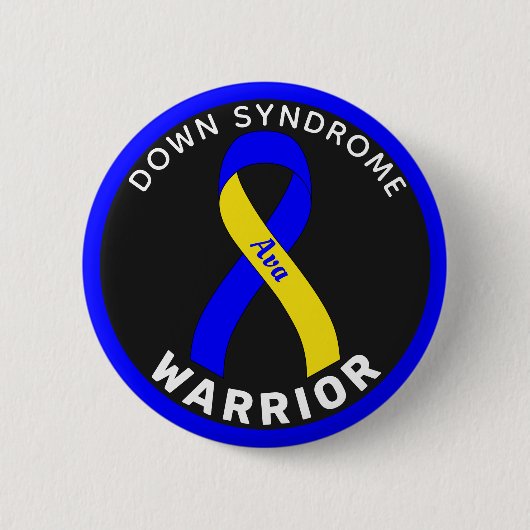 Down-Syndrom Warrior Ribbon-Schwarz-Taste Button (Vorderseite)
