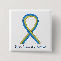 Down Syndrome Art Awareness Ribbon Button Buttons