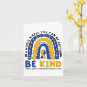 Down Syndrome Awareness Be Kind Blue Yellow Ribbon Karte (Gelbe Blume)