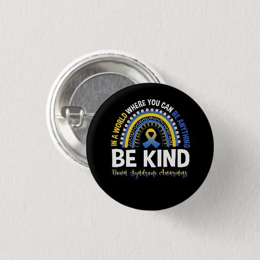 Down Syndrome Awareness Be Kind World Rainbow Boho Button (Vorne & Hinten)